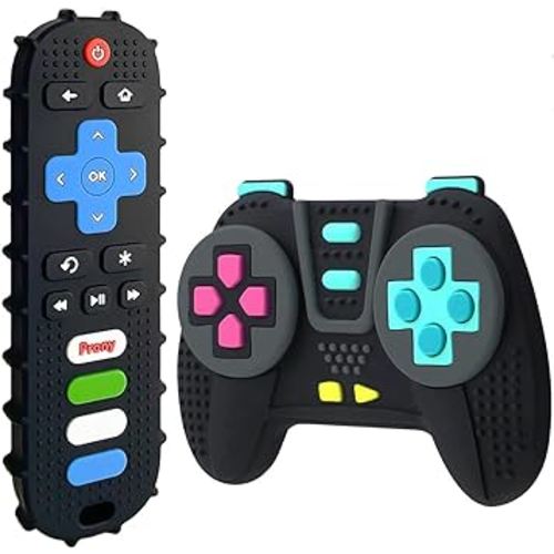 PRONY Silicone Remote Control and Game Controller Teething Toys for Baby 3 Months and Up,Sensory Teether Toys for Toddler Boy and Girl