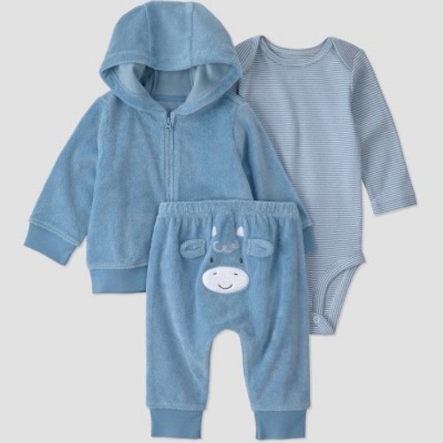 Carter's Just One You® Baby Boys' 3pc cow bodysuit and pant Set with jacket - Blue 9M