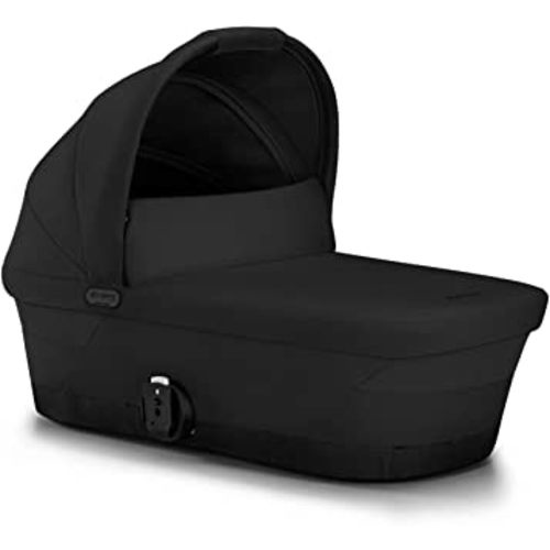 Cybex eGazelle/Gazelle S Cot Baby Bassinet - Easy-Carry Ergonomic Handle, Sun Canopy & Spacious, Cozy Interior, Compatible Gazelle S Stroller, Moon Black
