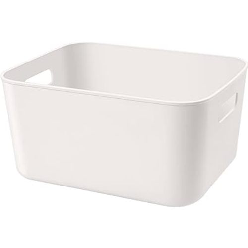 Set Of 2 Plastic Storage Bins,10.5×8×5.5" Versatile Kitchen Pantry Organization and Storage,for Plastic Storage Container Under Bed,Under Sink Bathroom Organizer (2 Pack Medium, White)