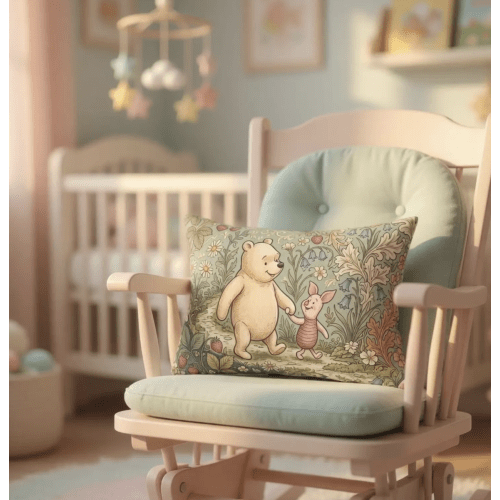 Winnie the Pooh Lumbar Pillow: Vintage Woodland Cotton Feel Cover with Recycled Insert