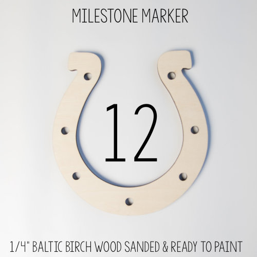 Horseshoe Milestone Marker, Baby Milestone Blanket Marker, Baltic Birch Wood Milestone Marker, Baby Shower Gift, Photo Prop, Monthly Marker
