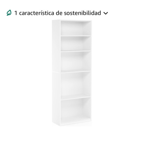 Furinno FURINNO JAYA Simply Home Librería de 5 estantes, 5 niveles, Blanco