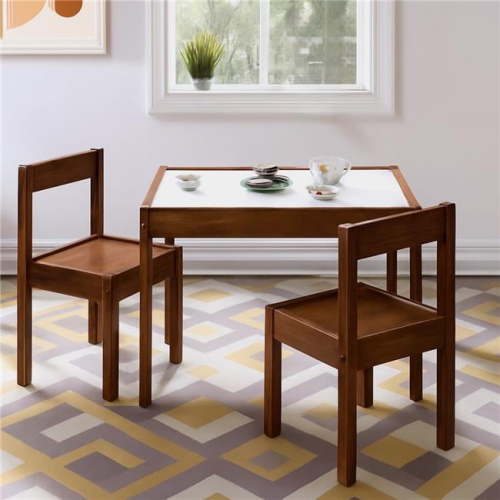 Gibson 3-Piece Dry Erase Kids Table And Chair Set Brown