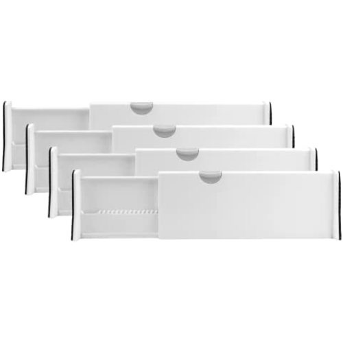 Rapturous 4 Pack Drawer Dividers – 4 Inch High Expandable Dresser Drawer Organizers, Anti-Scratch Foam Edges – Adjustable Drawer Organization Separators for Kitchen, Bedroom, Bathroom or Office Drawer