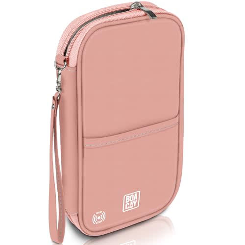 BOACAY Travel Document Organizer with RFID, Family Passport Holder, Wallet for Women & Men, Portable & Waterproof Case for Cards, Boarding Pass, Money
