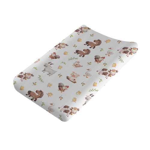 Farm Animals Changing Pad Covers Chicken Duck Horse Sheep Pig Cow Leaves Diaper Changing Table Sheets for Boy Girl Soft Stretchy Baby Change Table Mats 32''x16''