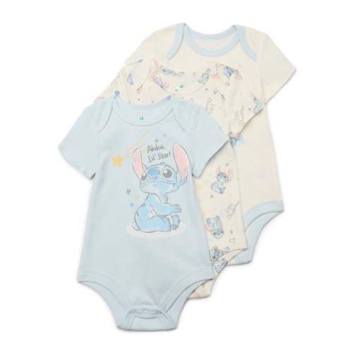 Disney Baby Wishes + Dreams Lilo & Stitch Baby Boys or Girls Bodysuit, 3-Pack, Sizes Newborn-18 Months