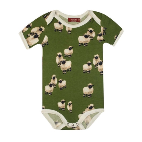 Valais Sheep Bamboo Short Sleeve One Piece - Milkbarn Kids Rompers | Maisonette
