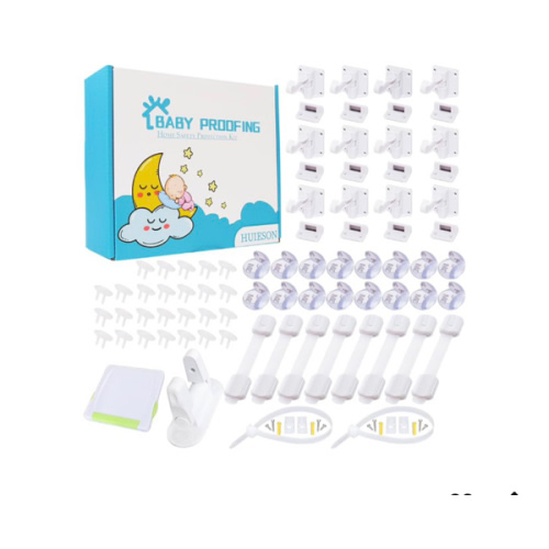 66 Pack Baby Proofing Kit | 12 Hidden Cabinet Drawer Locks, 8 Adjustable Latches, 26 Outlet Covers, 16 Corner Guards, 2 Anti Tip Furniture Anchors Kit, 1 Sliding Door Lock & 1 Door Lever Lock