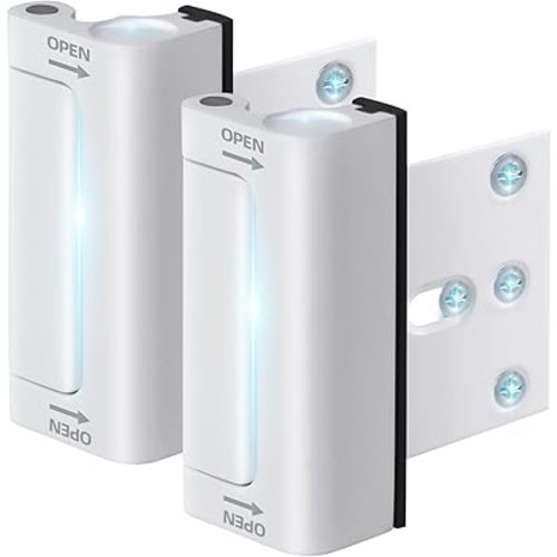 Home Security Door Reinforcement Lock, 2-Pack Upgraded White Front Door Locks for Kids Safety Withstand 800 lbs, Toddler Child Proof Door Lock, Extra Door Lock from Inside Prevent Unauthorized Entry