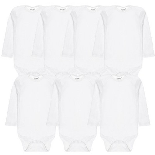 Everyday Kids 7-Pack White Baby Bodysuits – Cotton Onesies for Newborns & Infants – Short or Long Sleeve, Soft & Tagless, White, Size 0/3M