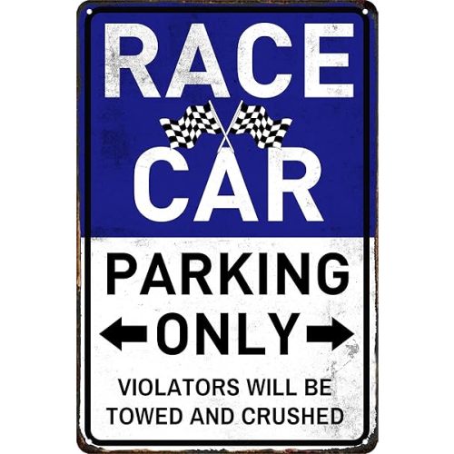Car Decor Race Cars Bedroom Decor For Boys Race Car Parking Only Sign Hot Wheels Themed Room Decoration For Boys Poster Vintage Metal Garage sign For Men Signs For Bedroom Man Cave Decoration 8x12 Inch