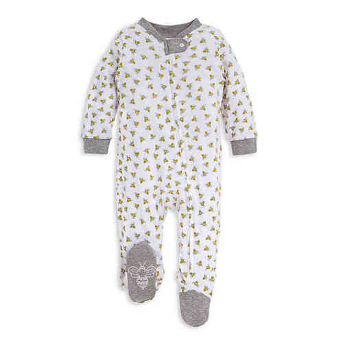 Burt's Bees Baby® Honey Bee Organic Cotton Footie in White/Grey