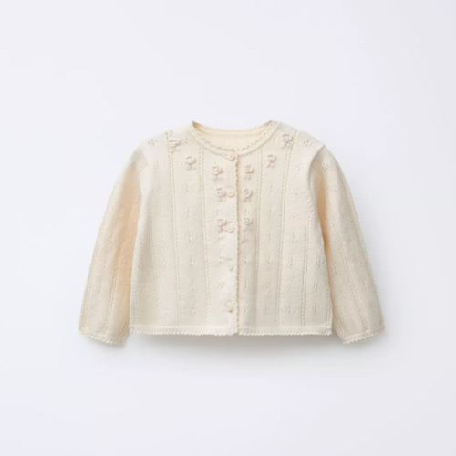 Openwork Embroidered Knit Cardigan