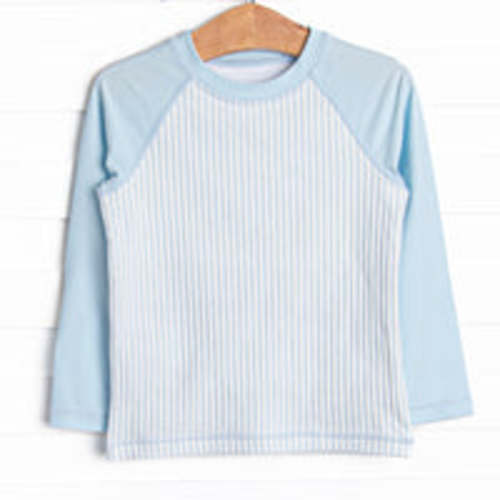 Sandy Shore Seersucker Long Sleeve Rash Guard, Blue – Stitchy Fish