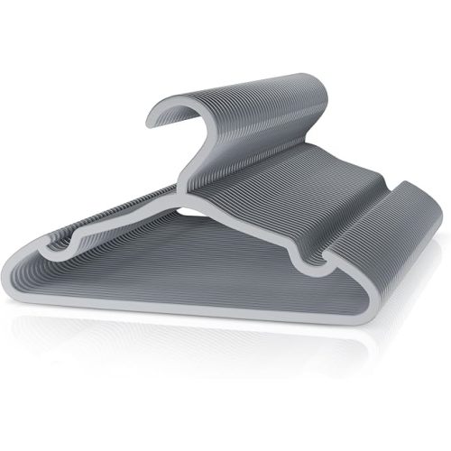 Plastic Kids Hangers - 50 Pack Non-Slip Baby Clothes Hangers for Closet, Toddler & Newborn Clothing Pants, Skirts, Coats (Grey)