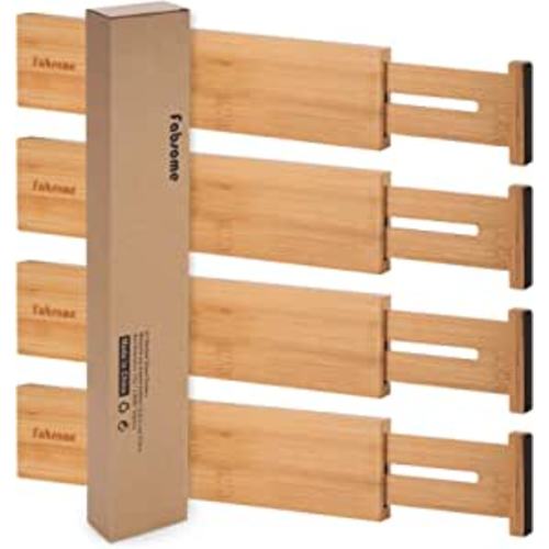 Amazon.com: Fabsome Drawer Divider 4 Pack, Adjustable Bamboo Drawer Organizers for Clothing, Wooden Dresser Drawer Organizer Separator for Clothes, Kitchen, Office, 13.25-16.75 in : Home & Kitchen