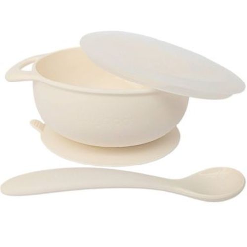 Lulyboo 3pcs Silicone Packable Bowl & Spoon Set - White