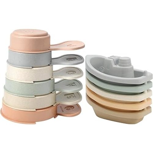 Bath Toys Floating Boats Train with Bathing Spoon,11 Pcs Water Table Toys Mold Free Baby Bath Toys for Toddlers 1-3 Infants 6-12-18 Months,Bathtub Toys Shower Toys for 1 2 3 4 Year Old