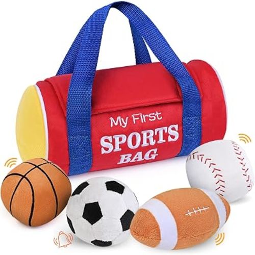 My First Sports Bag Baby Toys Plush Sensory Ball Set for Babies 0-12 Months