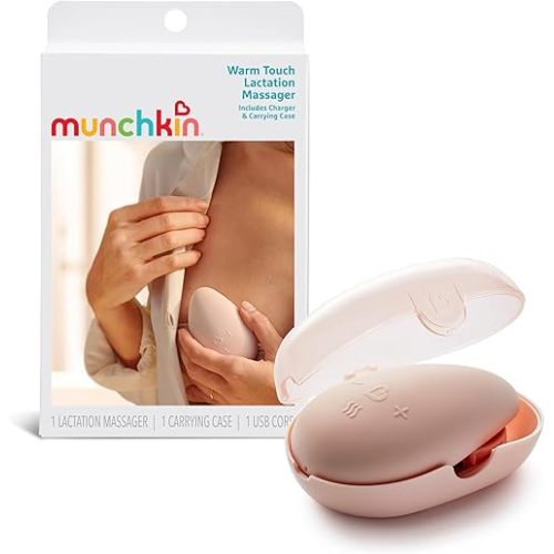 Munchkin Warm Touch Lactation Massager with Heat and Vibration, Breastfeeding Postpartum Essentials, Award Winning, Light Pink