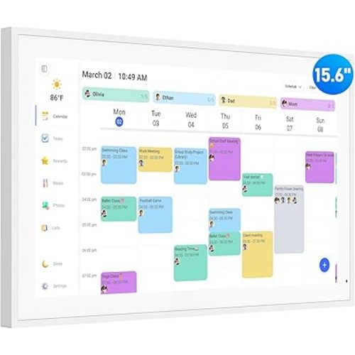 Digital Calendar, 15.6 Inch Wall Planner Electronic Calendar & Chore Chart, Smart Touchscreen Interactive Display for Family Schedules, Great for Organizing Your Routines, Wall & Desk Mountable, Gifts for Women Men, Gifts for Mom Dad