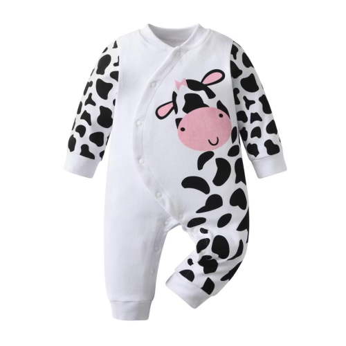 Infant Baby Boy Girl Clothes Cow Cartoon Long Sleeve Romper Jumpsuits Outfits 3-6 Months