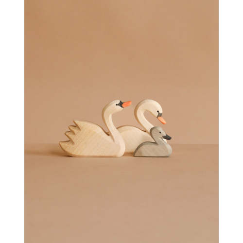 Ostheimer Handmade Wooden Swan Family Set