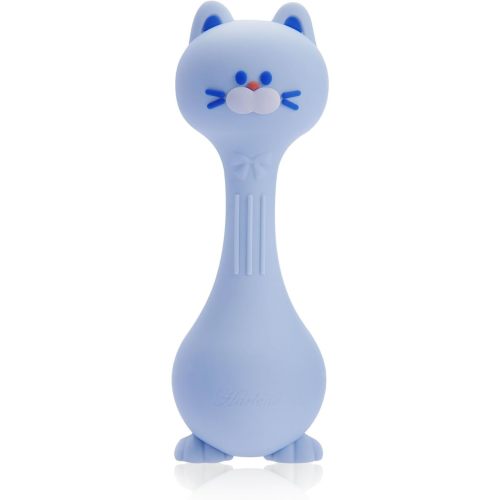 Baby Rattle Teething Toys Cat Silicone Teether Rattles for Baby 0-36 Months Food Grade Silicone (Blue)