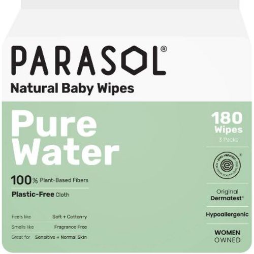 Parasol 99% Pure Water Baby Wipes for Sensitive Skin - 3 Packs - 180ct: Pop-Up Dispenser, Latex-Free, Hypoallergenic