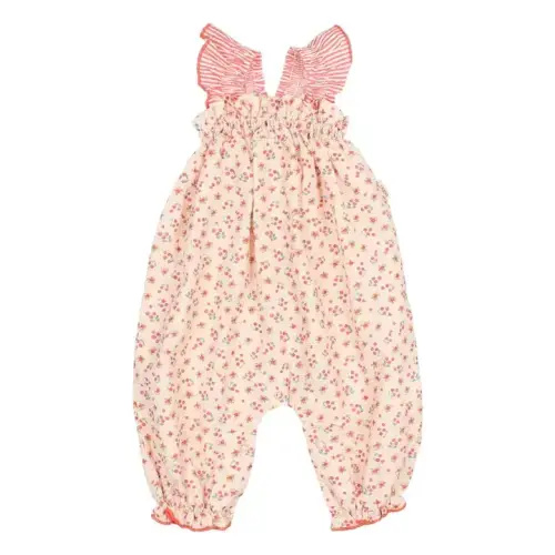 Búho - Seersucker baby jumpsuit - Peach | Smallable