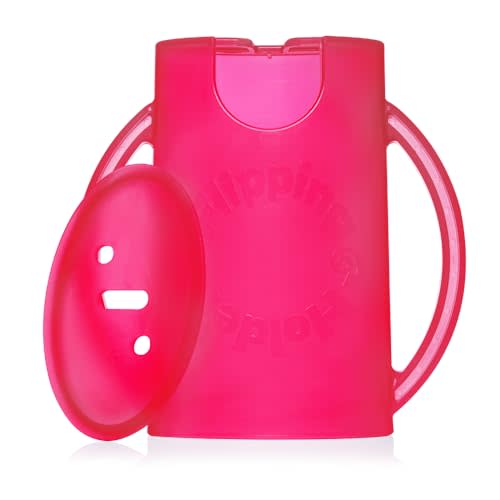 Flipping Holder Squeeze Proof Food Pouch Holder for Toddlers, Babies, Kids, Mess Free No Squeeze Juice Box Drink and Applesauce Snack Holder with Easy Grip Handles and Lid