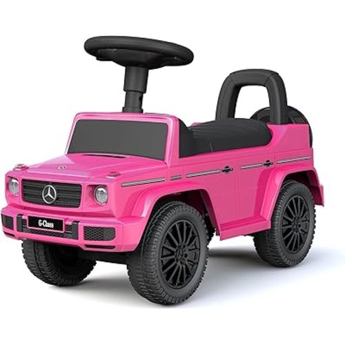 Best Ride On Cars Kids Outdoor Stroller Mercedes G-Wagon Push Car with Working Lights, Horn, and Music for Ages 1 to 3 years, Pink