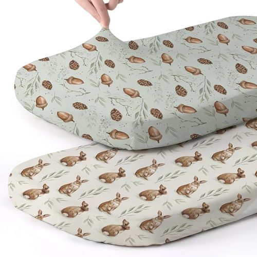 Stretch Fitted Bassinet Sheet Set BROLEX 2 Pack Cradle Sheets for Bassinet Pad/Mattress,Unisex Boys Girls,Ultra Soft,Hedgehog Owl