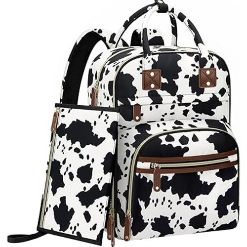 Diaper Bag Backpack for Women with Changing Pad, Baby Bag with Insulated Pockets Multifunctional Diaper Bags For Baby Girl Boy Waterproof Baby Bags For Boys Girls Maternity Bag Cow Print
