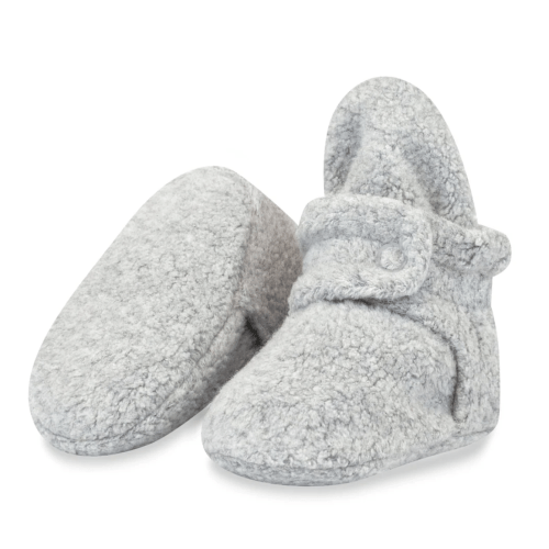 Zutano Cozie Fleece Stay-On Baby Bootie Slipper - Heather Gray - 6 Months