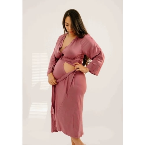 Amelia Labor & Postpartum Gown in Dusty Rose – Lila
