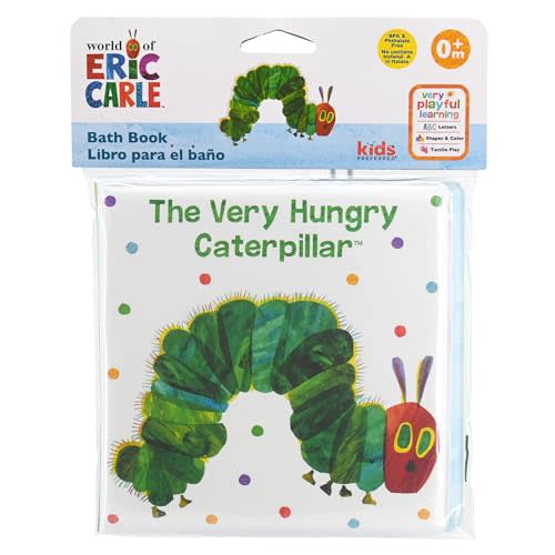 Kids Preferred World of Eric Carle The Very Hungry Caterpillar 6 Inch Vinyl Bath Book Bath Tub Toy Perfect for Water Play and Learning for Ages 18 Months and Up