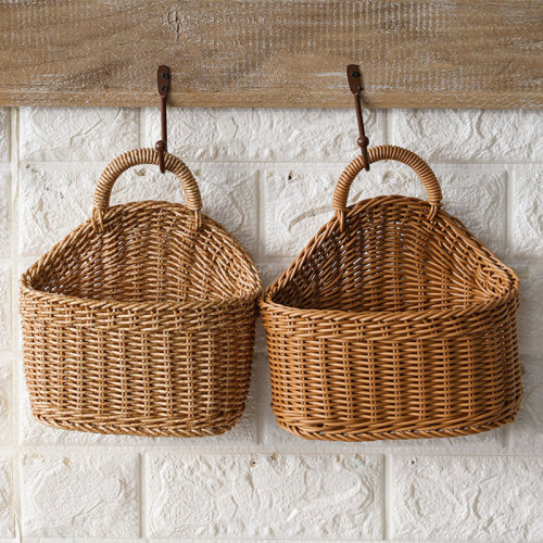 Bay Isle Home™ Storage Basket Breathable Minimalist Design Plastic Hanging Woven Rattan Basket for Home | Wayfair