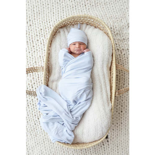 Ice Blue Bamboo Waffle Oversized Swaddle Blanket