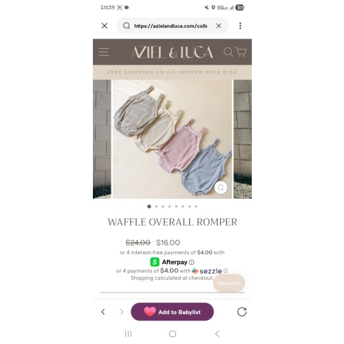 Waffle Overall Romper