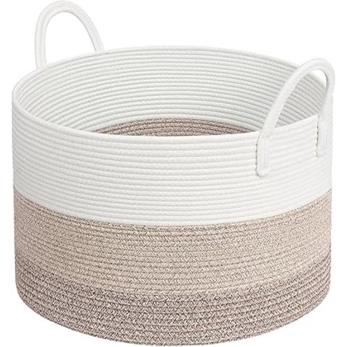 Goodpick XXXLarge Laundry Basket, 21" x 14", Wicker Blanket Basket for Living Room, Toys Storage organizer with Handlesr, Brown