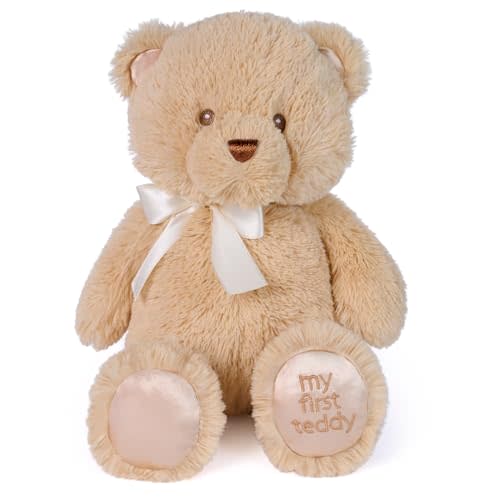 GUND My First Teddy Bear 10-Inch Tan Stuffed Animal for Ages 0+ | Baby’s First Friend; Newborn Safe Toy Encourages Tactile Sensory Learning and Self-Soothing During Early Pretend Play