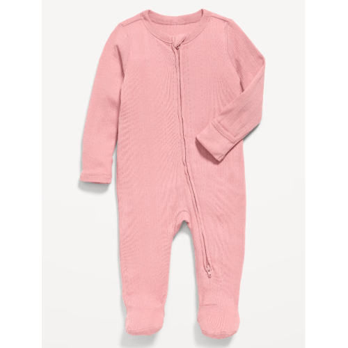 Pointelle-Knit 2-Way-Zip Sleep & Play Footed One-Piece for Baby (Pink Paradigm