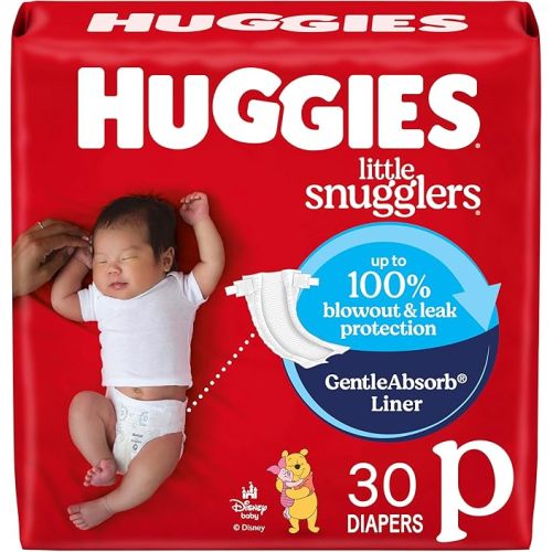 HUGGIES Diapers Size Preemie - Huggies Little Snugglers Disposable Baby Diapers, 30Ct, Jumbo Pack