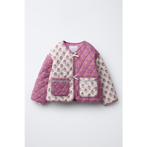 PATCHWORK QUILTED JACKET - Dark pink | ZARA United States
