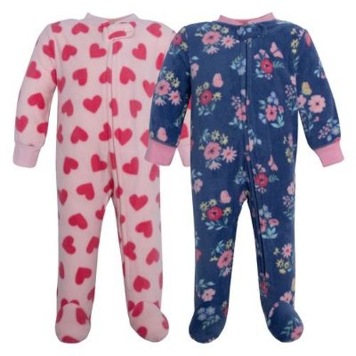 Hudson Baby Infant Girls Fleece Sleep and Play, Blue Butterfly Floral, 3-6 Months