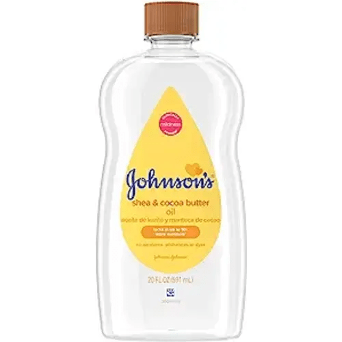 Johnson's Baby Oil, Mineral Oil Enriched with Shea & Cocoa Butter to Prevent Moisture Loss, Hypoallergenic, 20 fl. oz