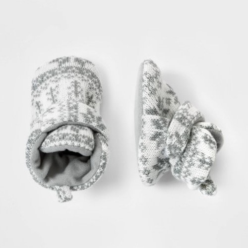Baby Fair Isle Sweater Bootie Slippers - Cat & Jack™ Gray 0-3M